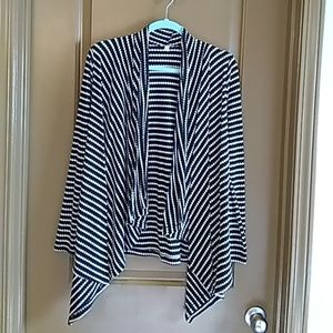 Lily White Black & White Assymetric Open Cardigan